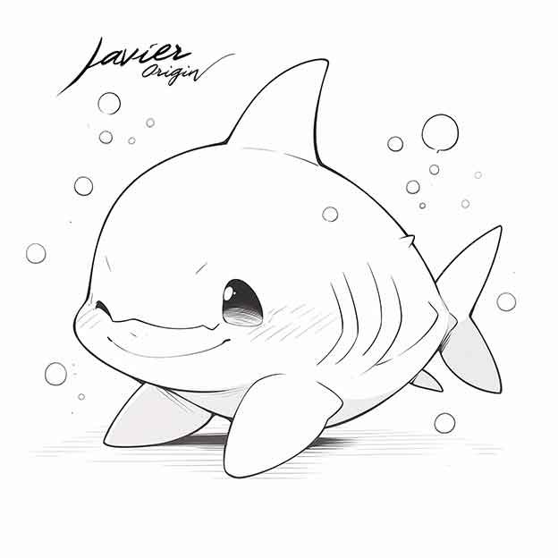 Desenho de Tubarão: Tubarão fofo e simples para desenhar