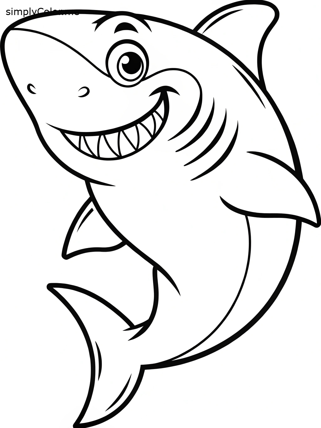 Desenho de Tubarão: Tubarão fofa para desenhar fácil