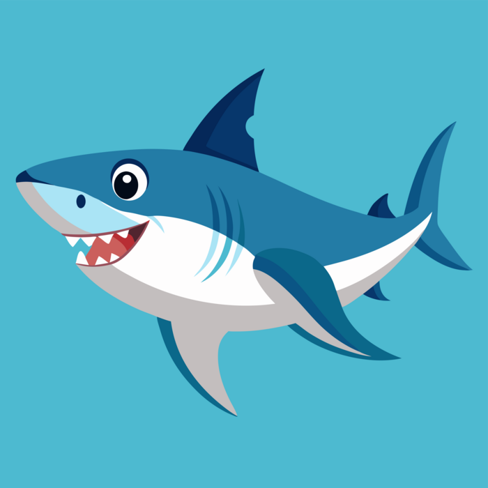 Desenho de Tubarão: Tubarão fofo para desenhar fácil
