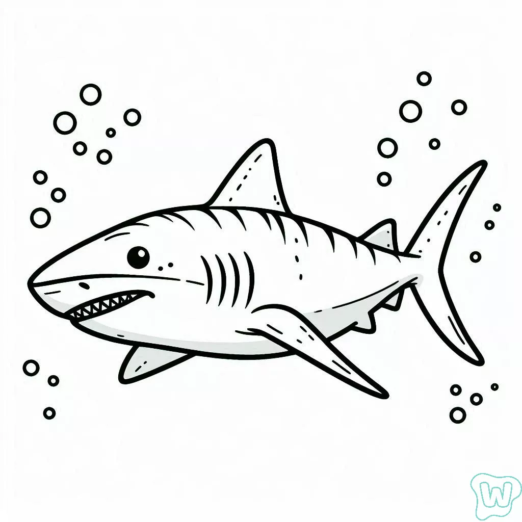 Desenho de Tubarão: Tubarão fofo e simples para desenhar