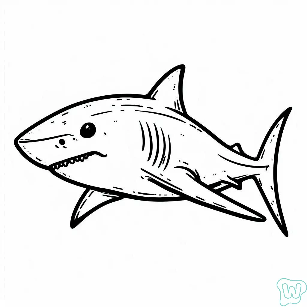 Desenho de Tubarão Tubarão simples a lápis para desenhar
