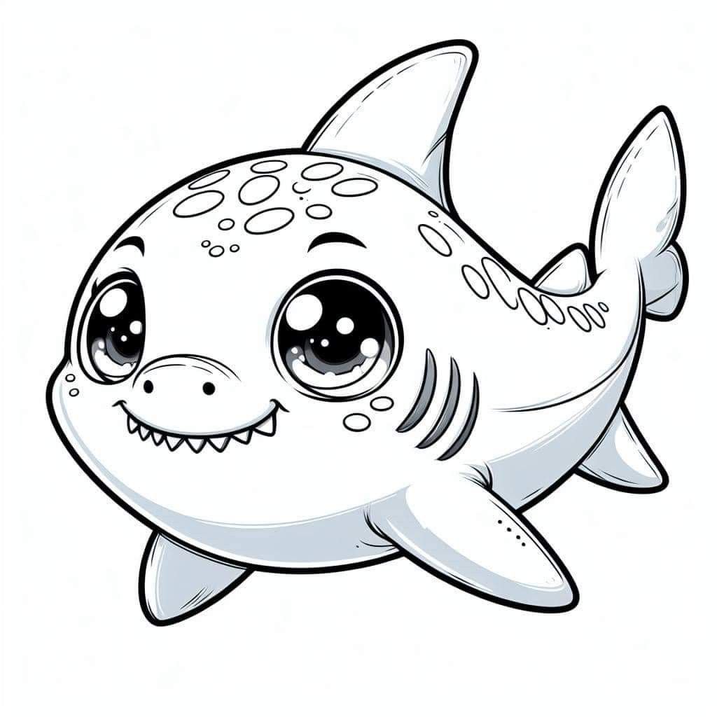 Desenho de Tubarão: Tubarão fofo para desenhar fácil