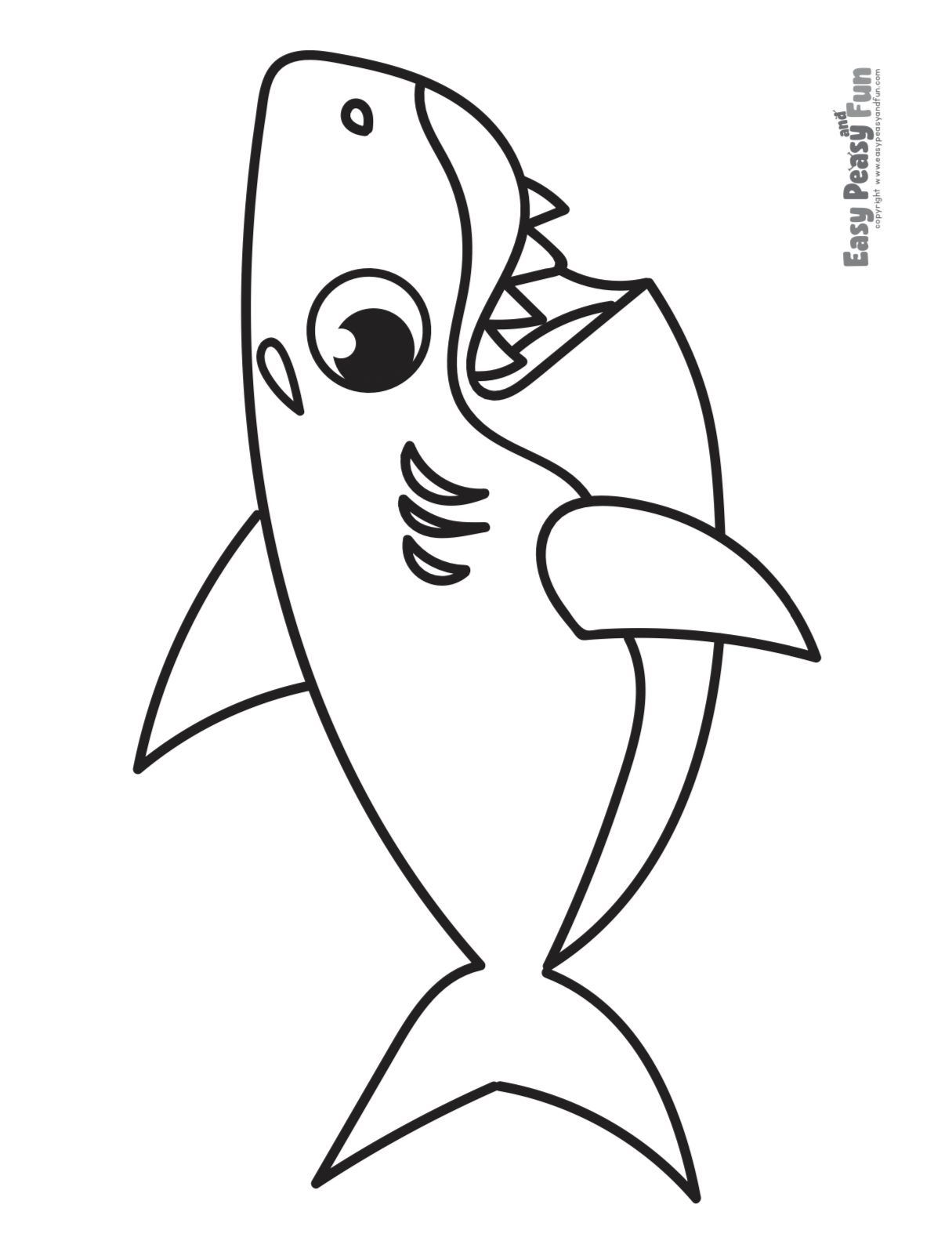 Desenho de Tubarão: Tubarão fofo e simples a lápis