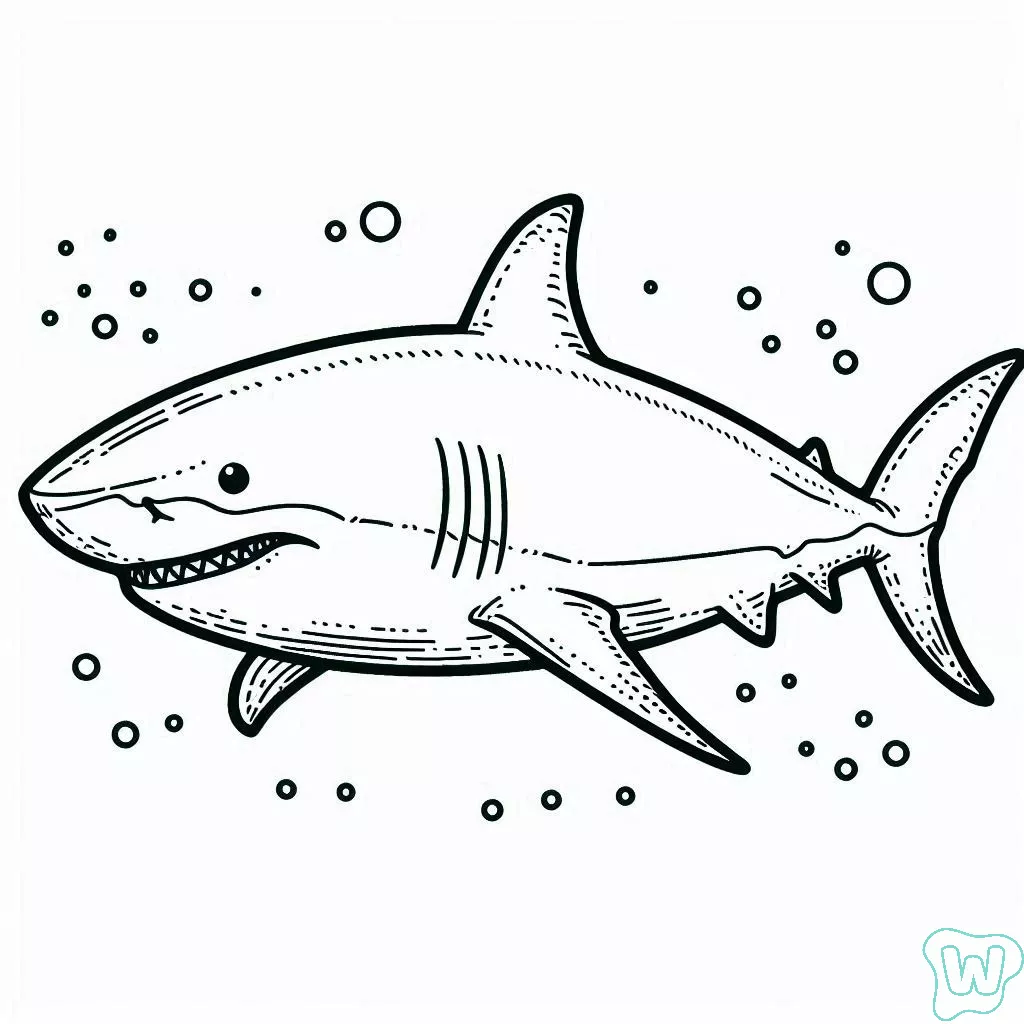 Desenho de Tubarão: Tubarão fofa para desenhar fácil
