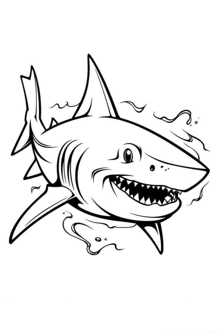 Desenho de Tubarão: Tubarão simpático para desenhar