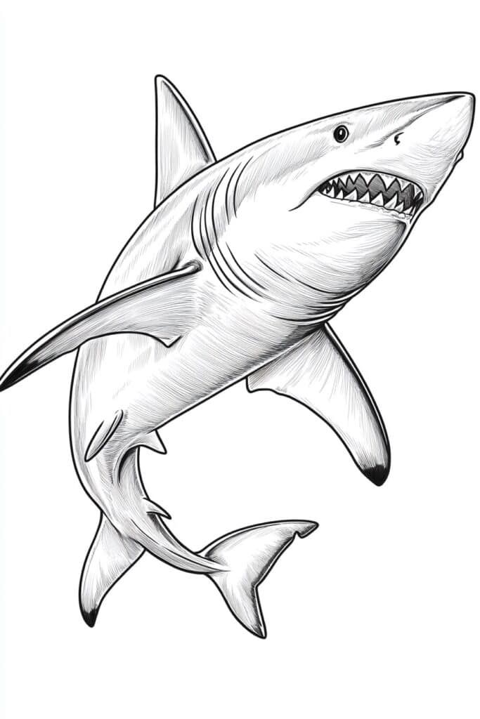 Desenho de Tubarão: Tubarão realista fácil a lápis