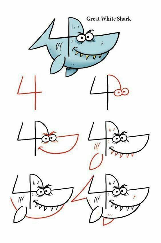 Desenho de Tubarão: Tubarão fofo passo a passo