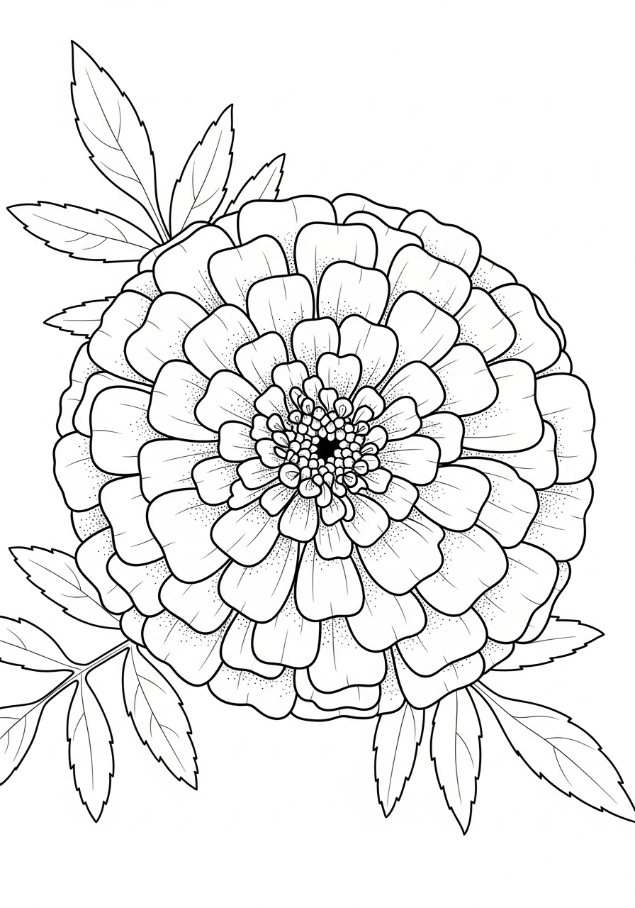 Desenho da Flor Cravo para imprimir e colorir