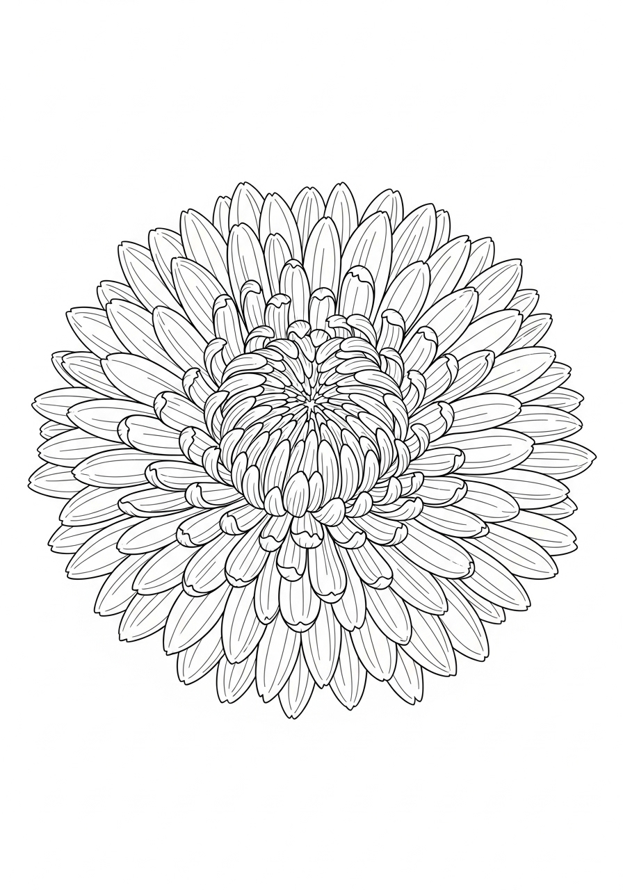Desenho da Flor Crisântemo para imprimir e colorir