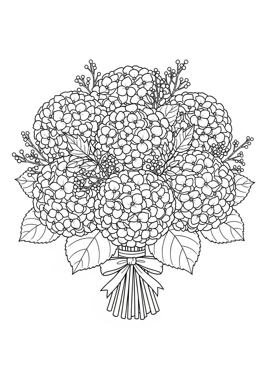 Desenho de Buquê de Flores para imprimir e colorir