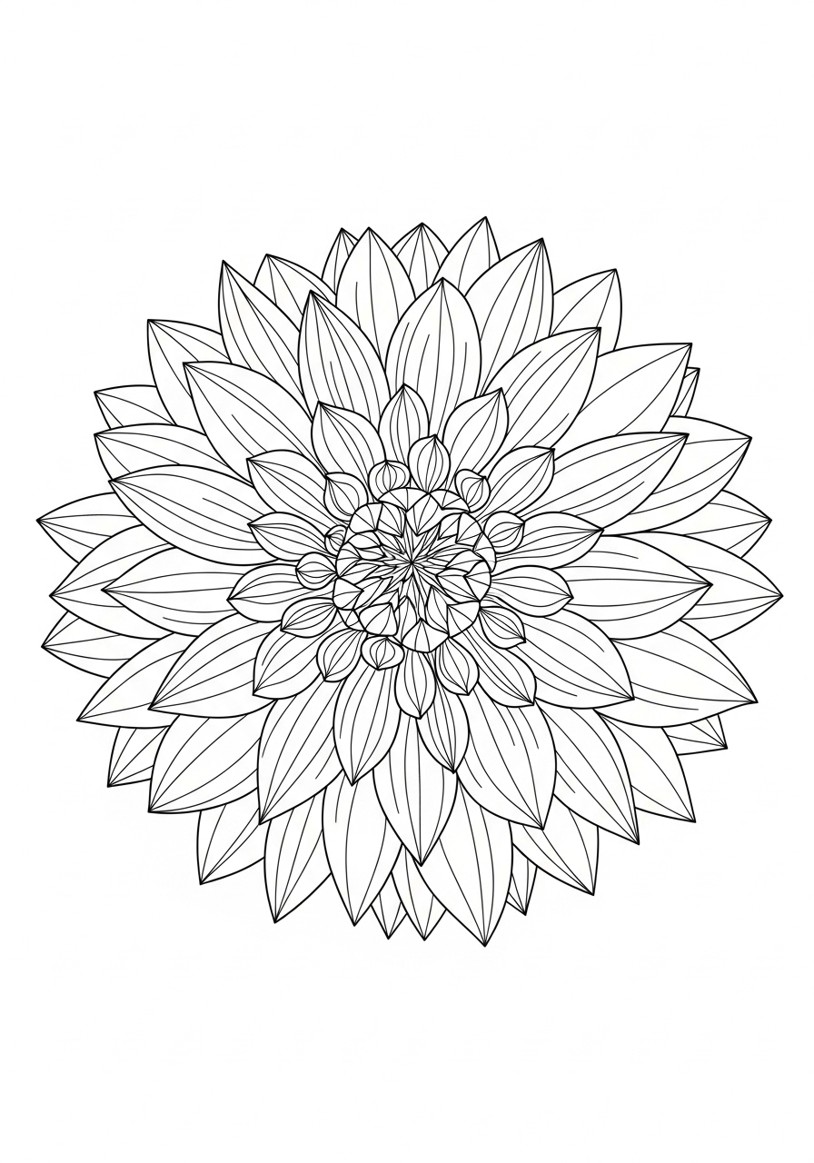Desenho de Flor Grande com detalhes para imprimir e colorir
