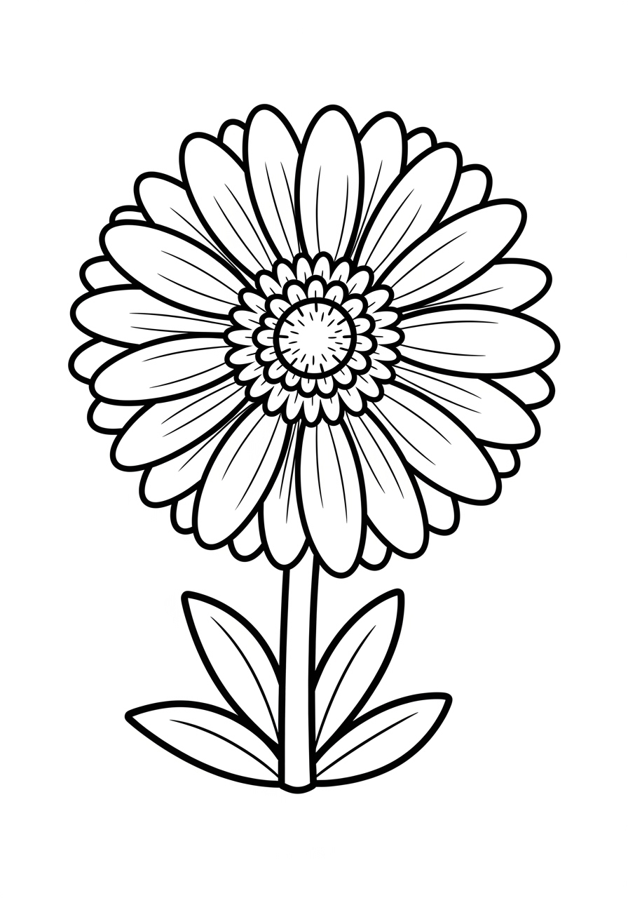 Desenho da Flor Margarida com pétalas grandes para colorir