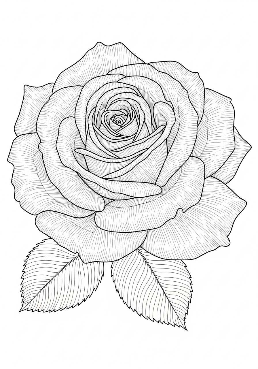Desenho de uma rosa em estilo colorir para imprimir