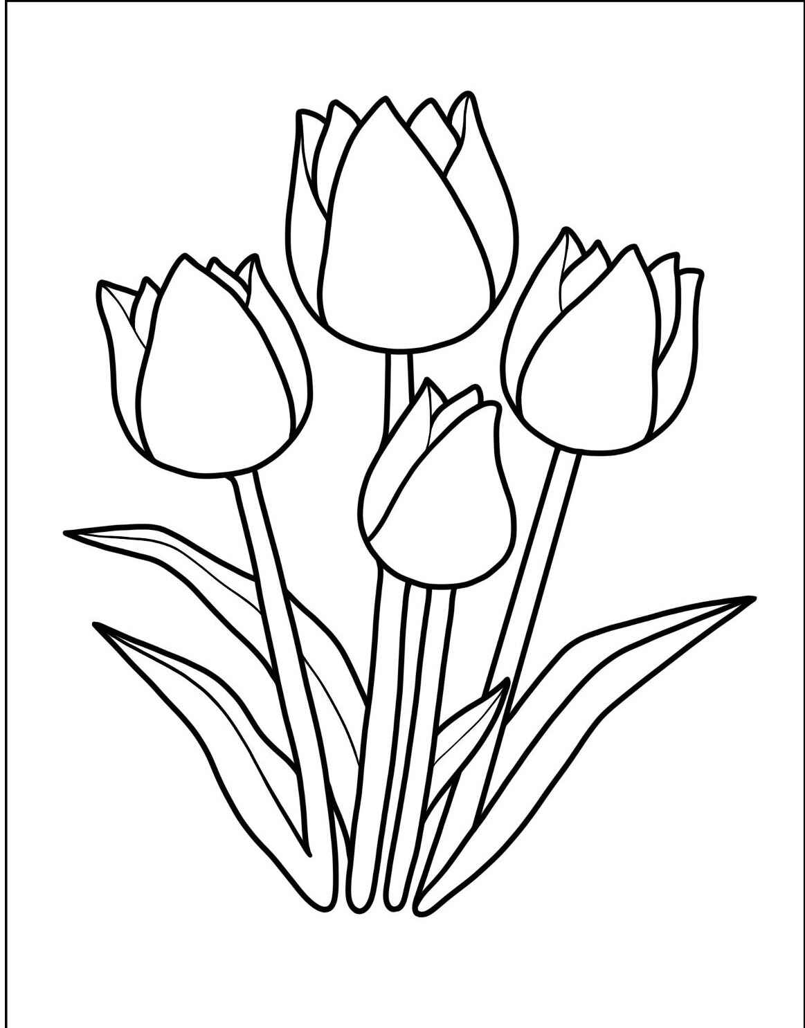 Desenho de Flores Tulipas agrupadas para imprimir e colorir