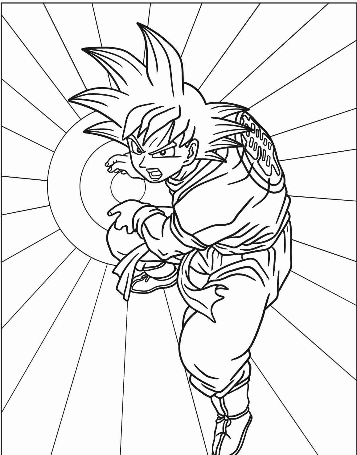 Desenho do Goku em ação para imprimir e colorir