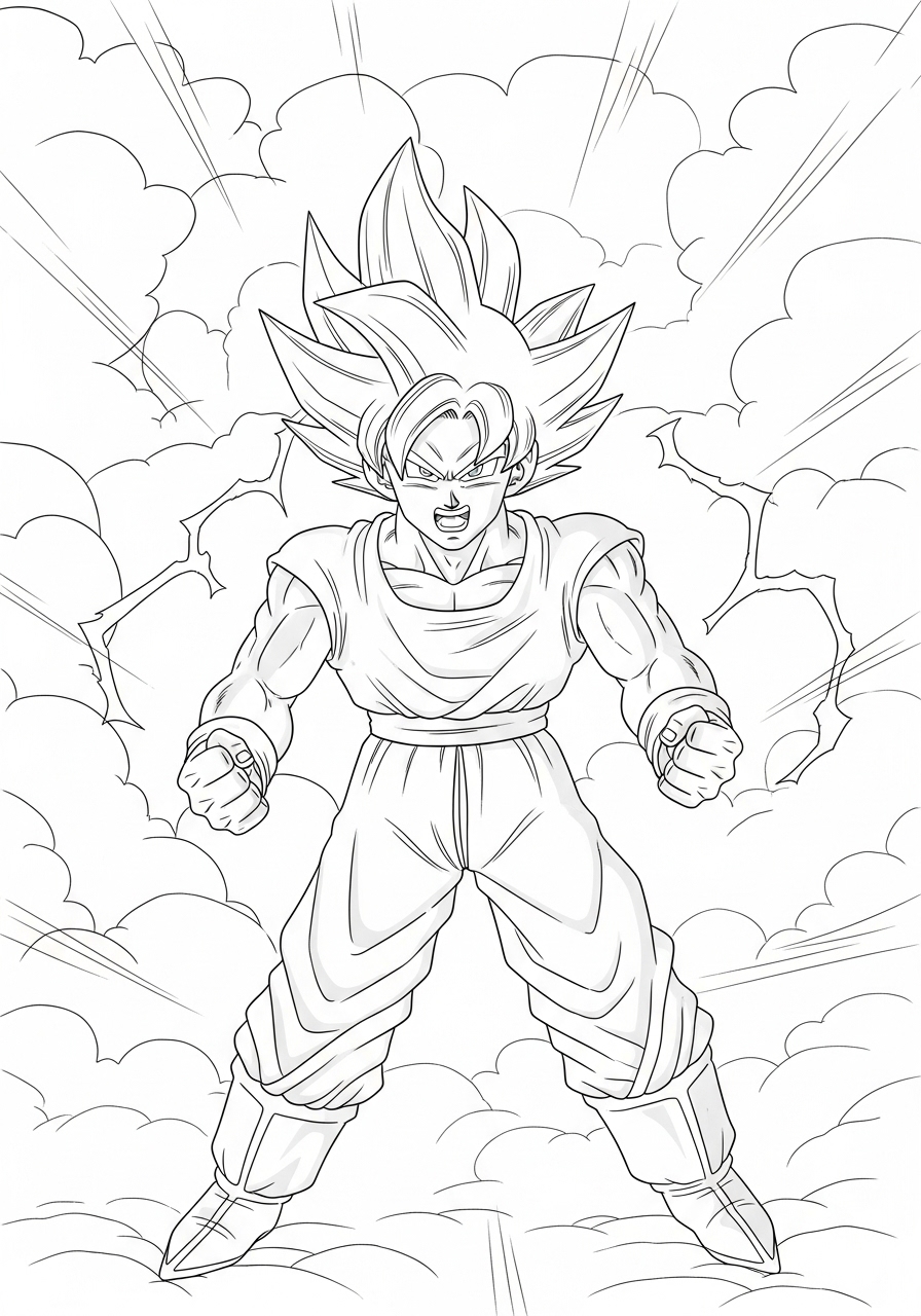 Desenho do Goku super saiyajin para imprimir e colorir
