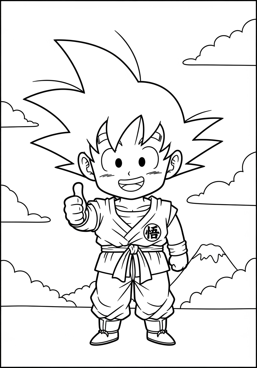 Desenho do Goku mostrando o polegar para cima