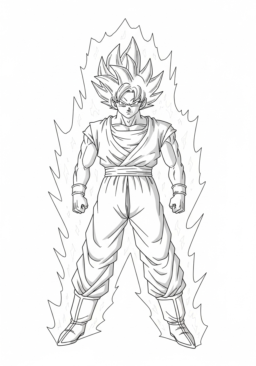 Desenho do Goku em forma Super Saiyajin para colorir