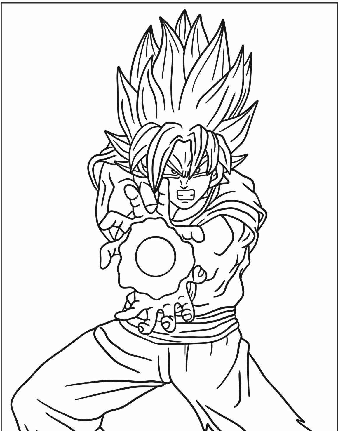 Desenho do Goku com poderes prontos para imprimir e colorir