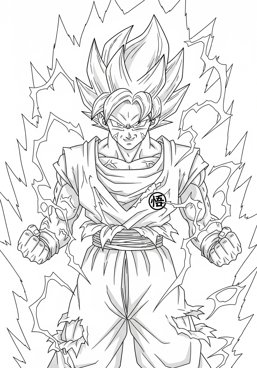 Desenho do Goku super saiyajin para imprimir e colorir