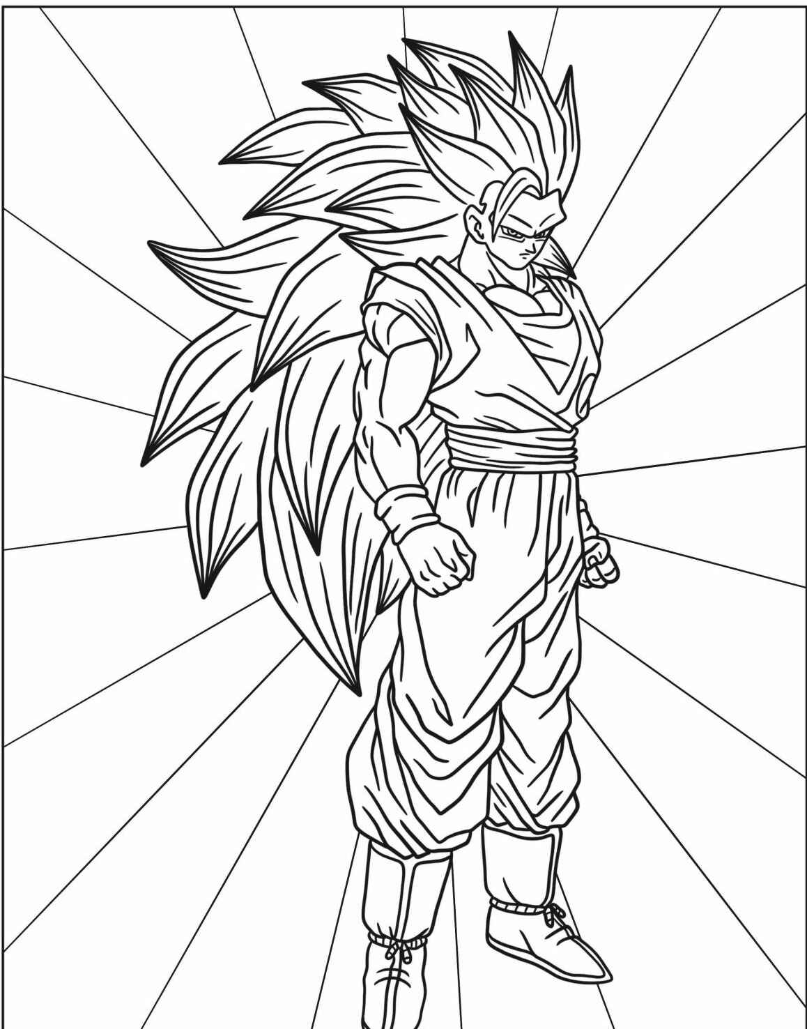 Desenho do Goku transformado para imprimir e colorir