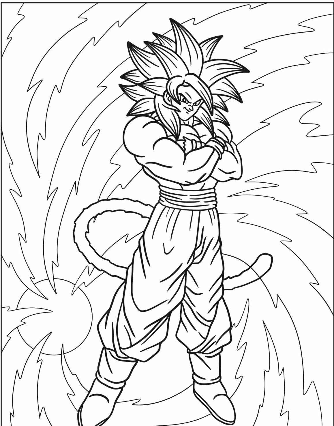 Desenho do Goku transformado em Super Saiyajin para colorir