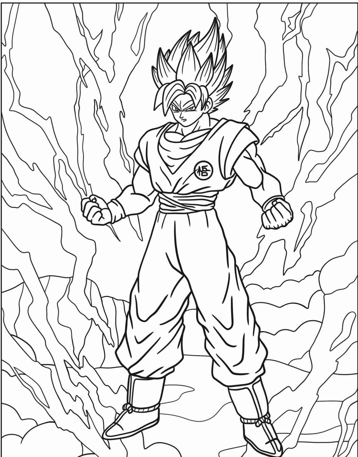 Desenho do Goku Super Saiyajin para imprimir e colorir