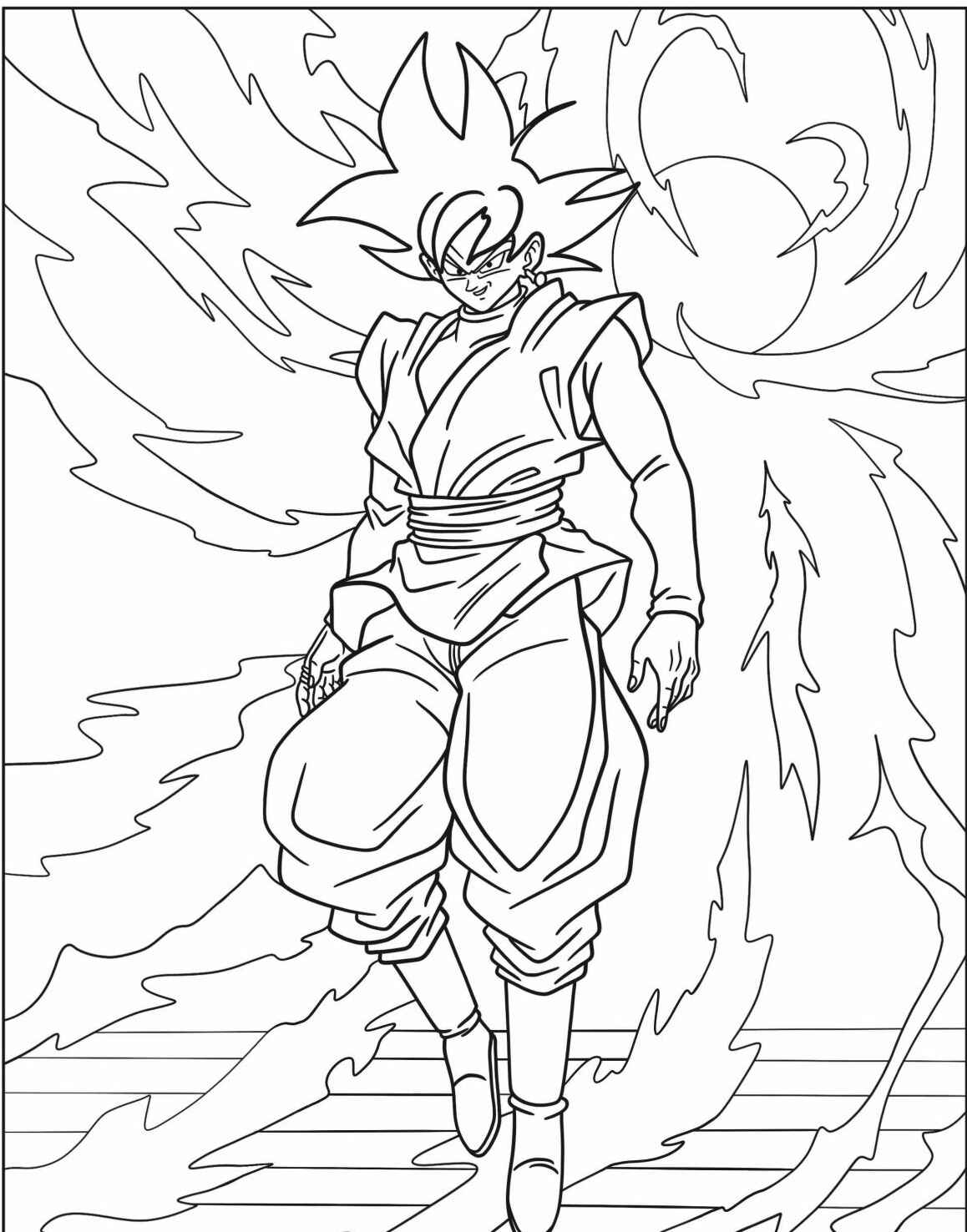 Desenho do Goku em ação para imprimir e colorir