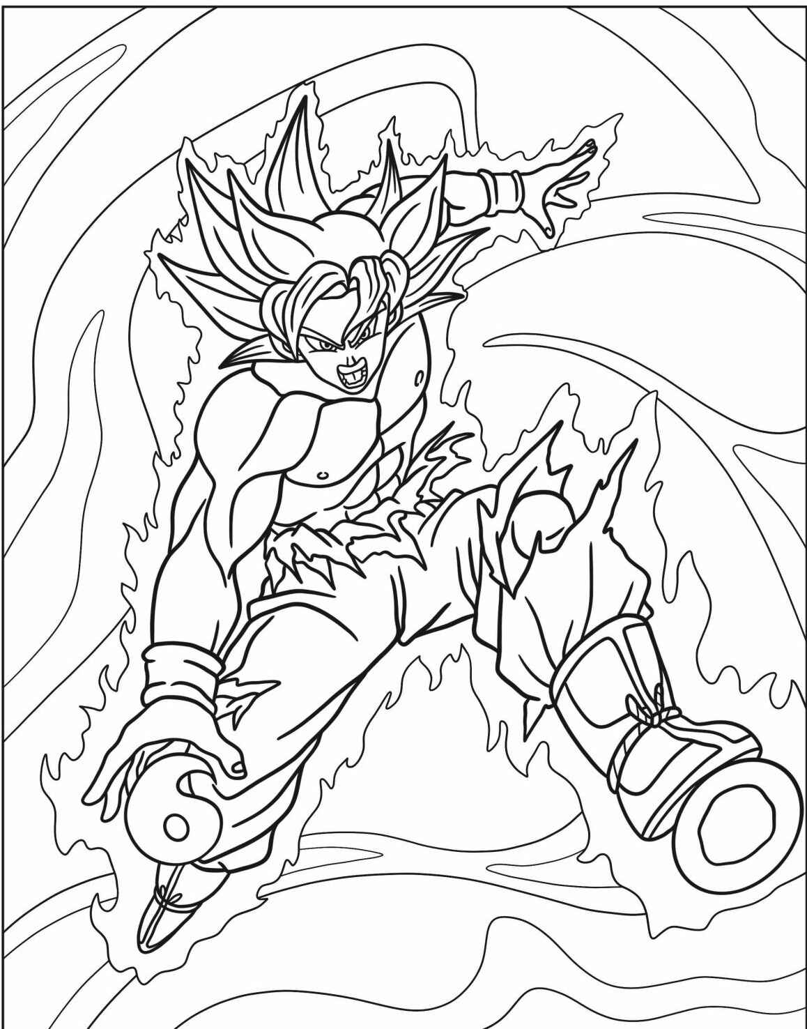 Desenho do Goku em ação para imprimir e colorir