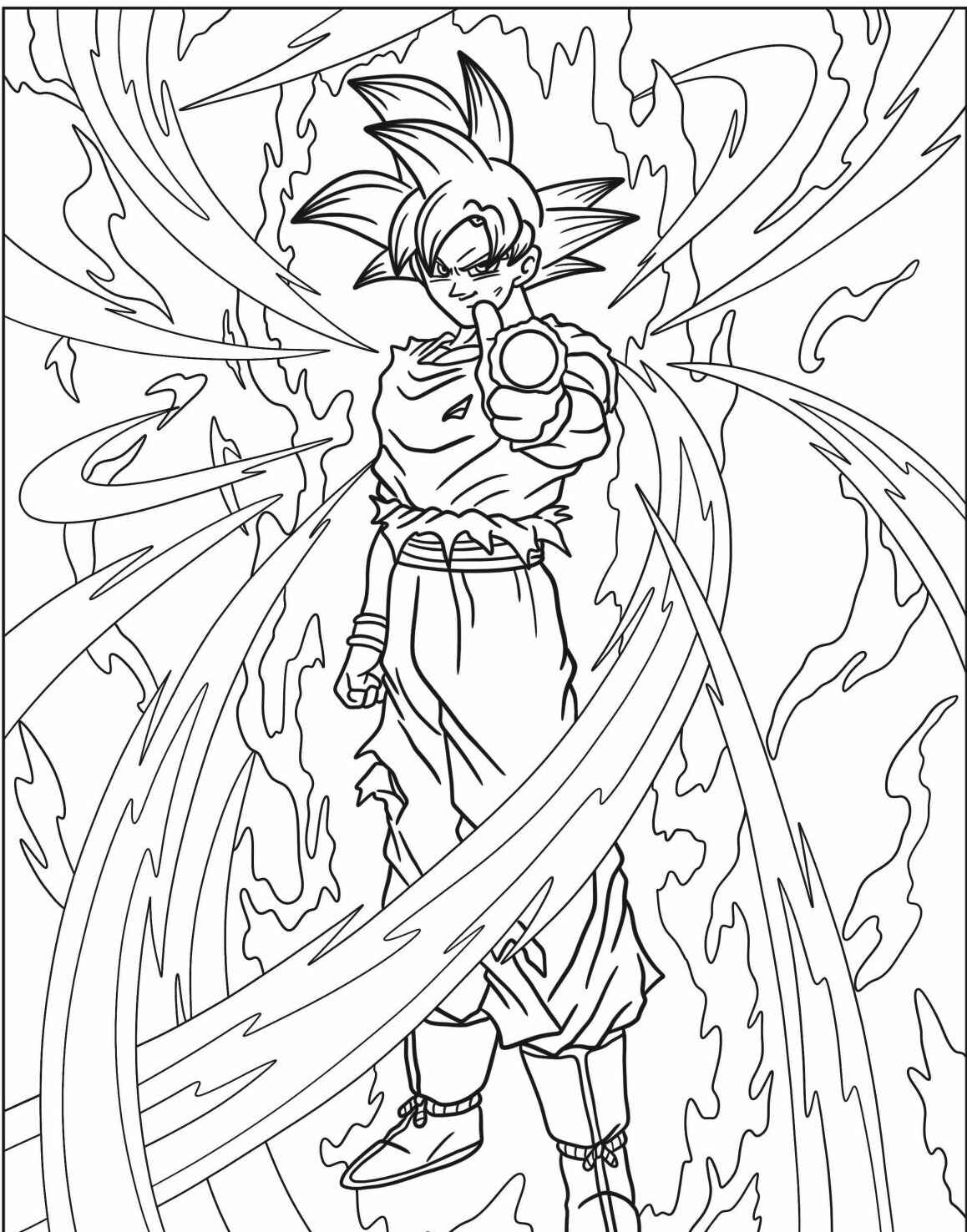 Desenho do Goku usando ataque especial para imprimir