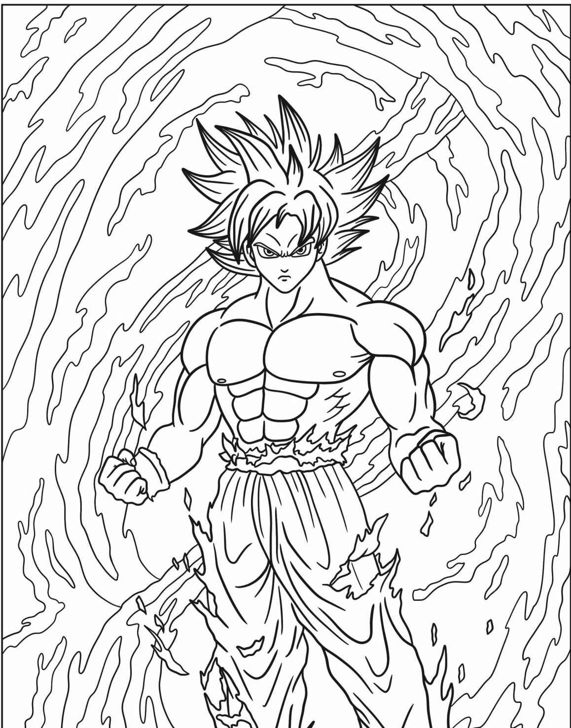 Desenho do Goku super saiyajin para imprimir e colorir