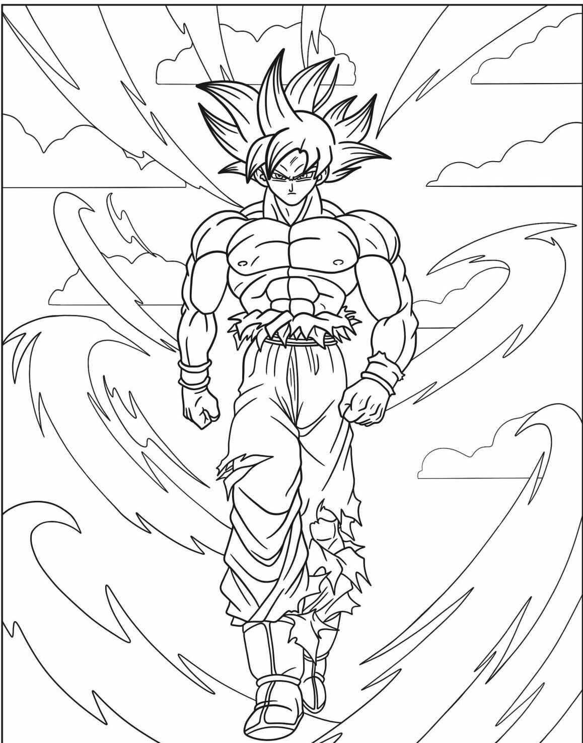 Desenho do Goku transformado para imprimir e colorir