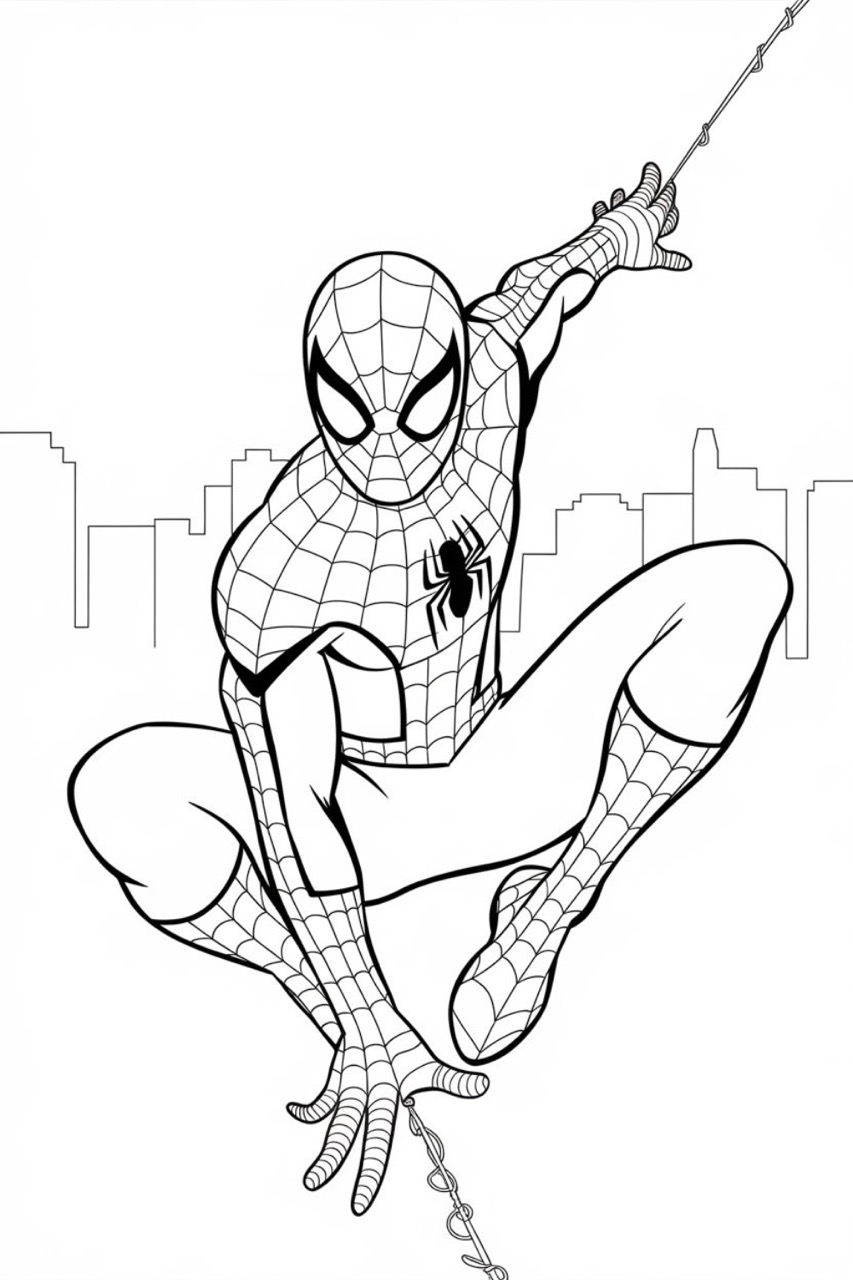 Desenhos do Homem Aranha Homem Aranha simples pendurado para desenhar