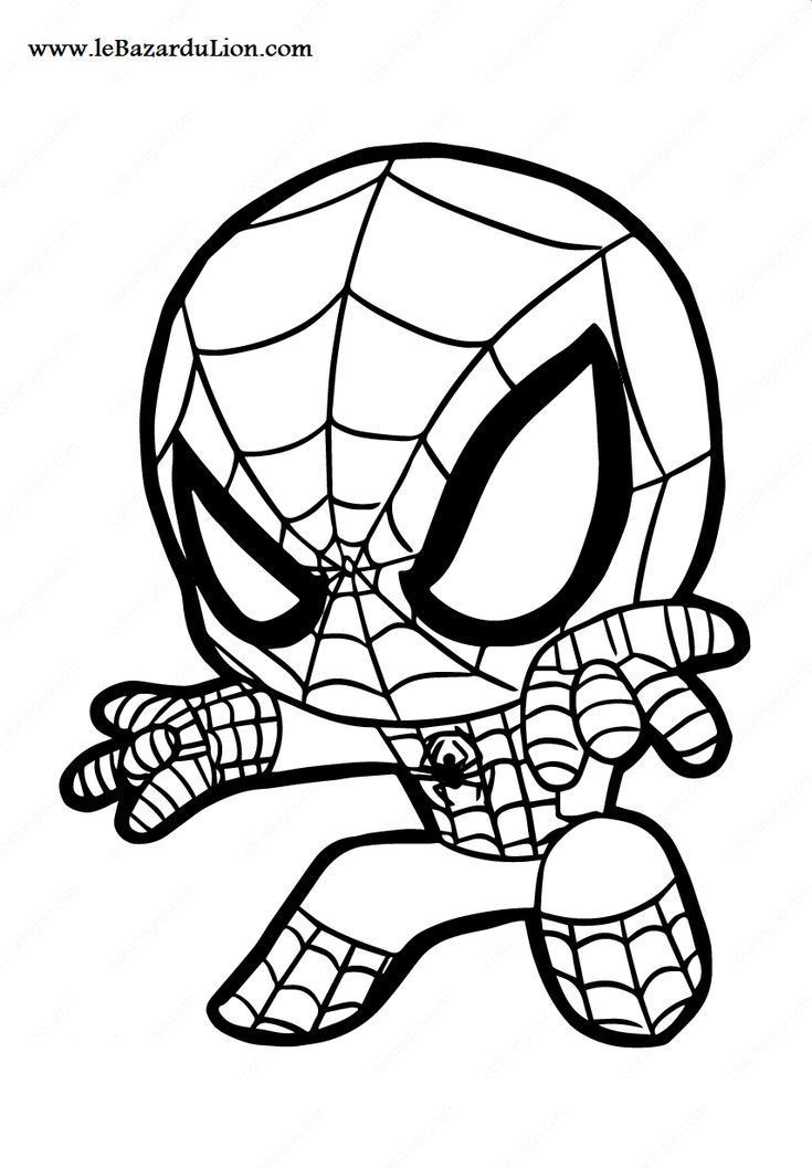 Desenhos do Homem Aranha: Homem Aranha fofo pronto para desenhar