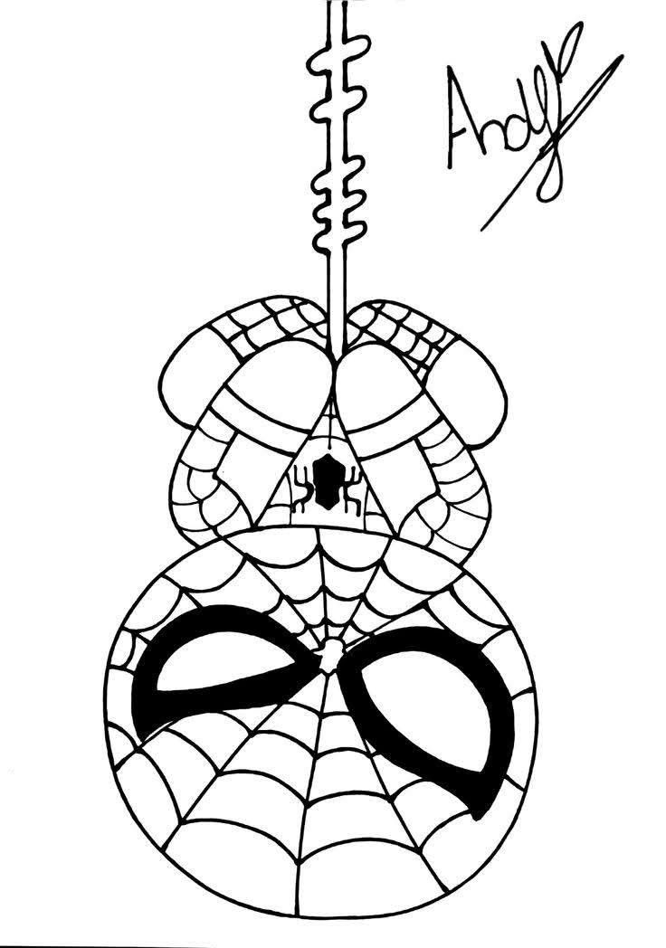 Desenhos do Homem Aranha Homem Aranha pendurado na teia para desenhar
