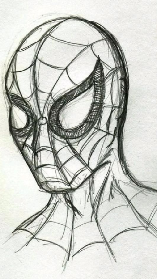 Desenhos do Homem Aranha: cabeça do Homem Aranha a lápis para desenhar