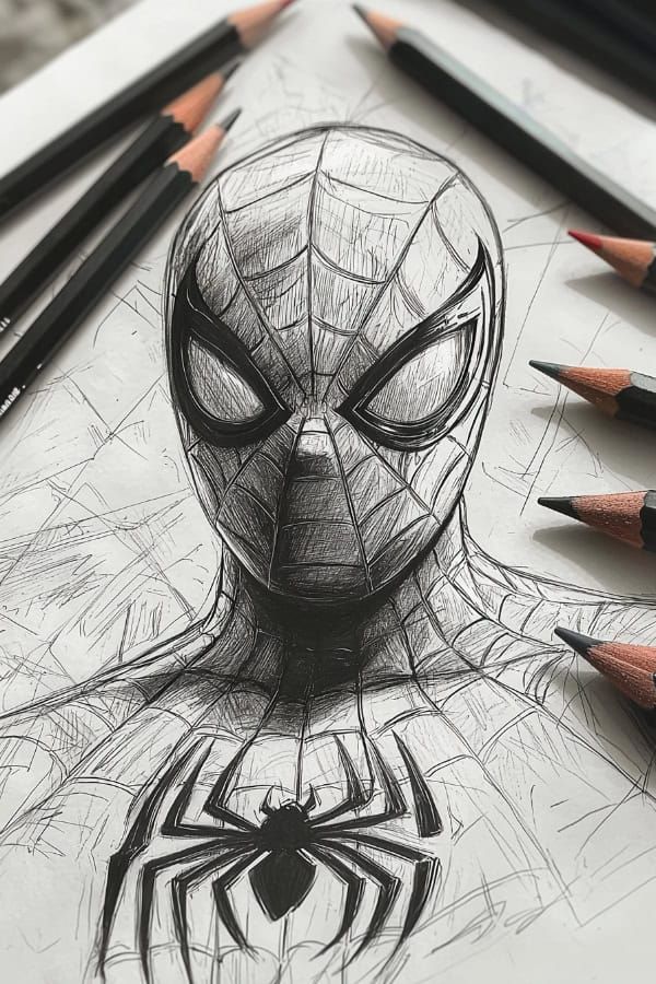 Desenhos do Homem Aranha: homem aranha realista a lápis para desenhar