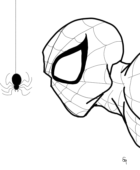 Desenhos do Homem Aranha: Homem Aranha simples olhando para aranha