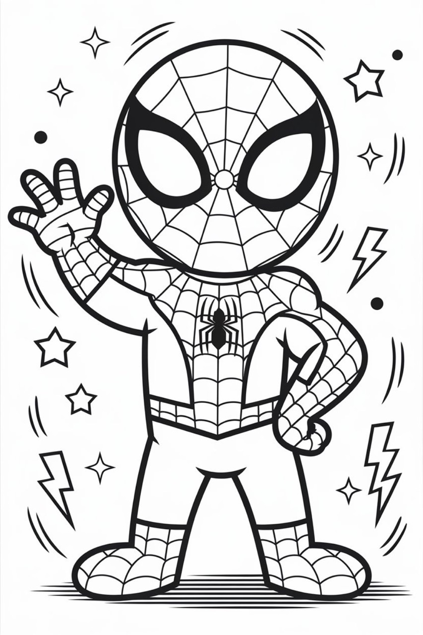 Desenhos do Homem Aranha: Homem Aranha fofo em pose para desenhar