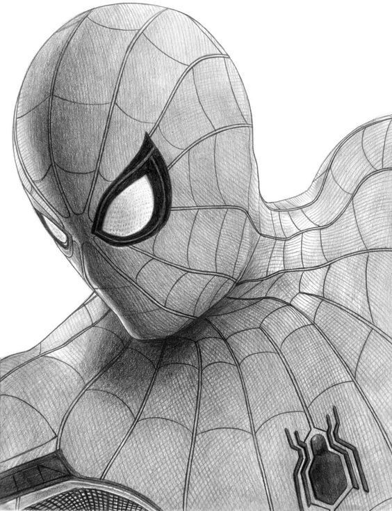 Desenhos do Homem Aranha: Homem Aranha realista a lápis para desenhar