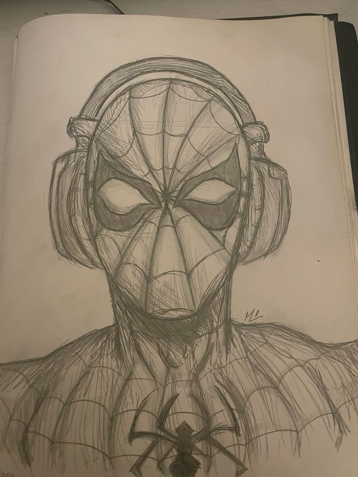 Desenhos do Homem Aranha Homem Aranha realista ouvindo música a lápis