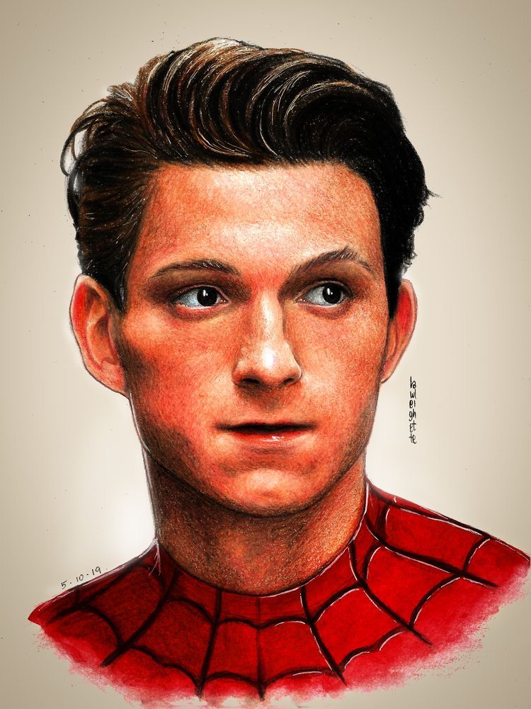 Desenhos do Homem Aranha: personagem em traje com expressão realista