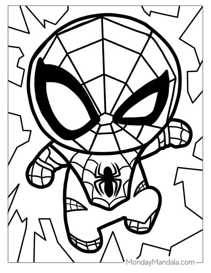 Desenhos do Homem Aranha: Homem Aranha fofo para colorir fácil