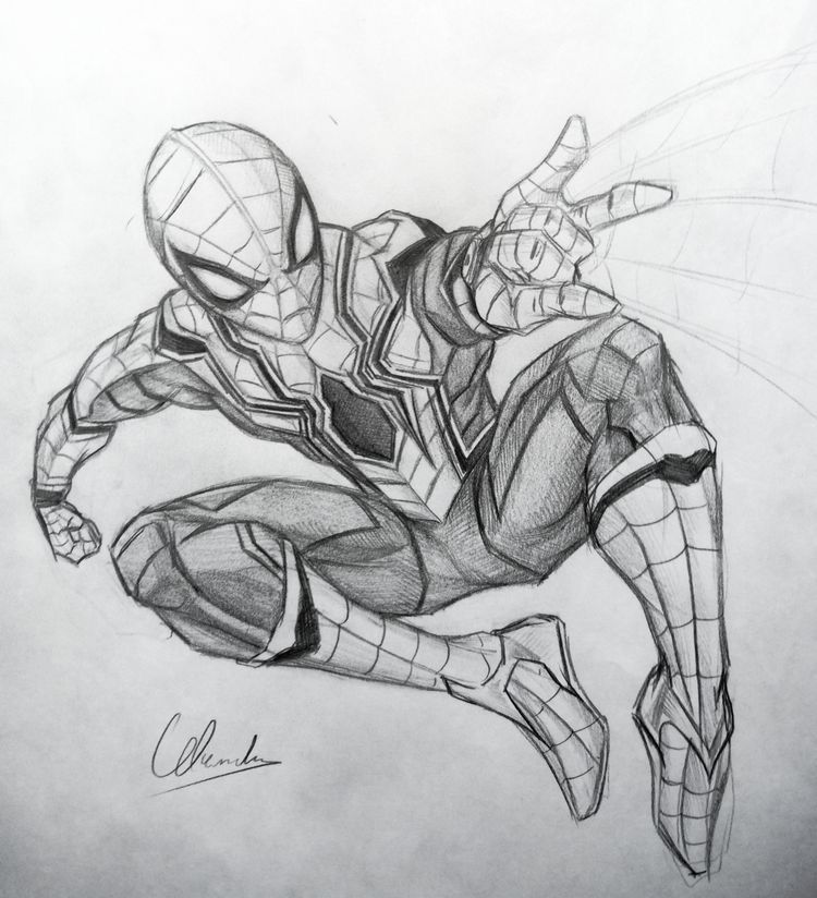 Desenhos do Homem Aranha Homem Aranha em pose dinâmica para desenhar