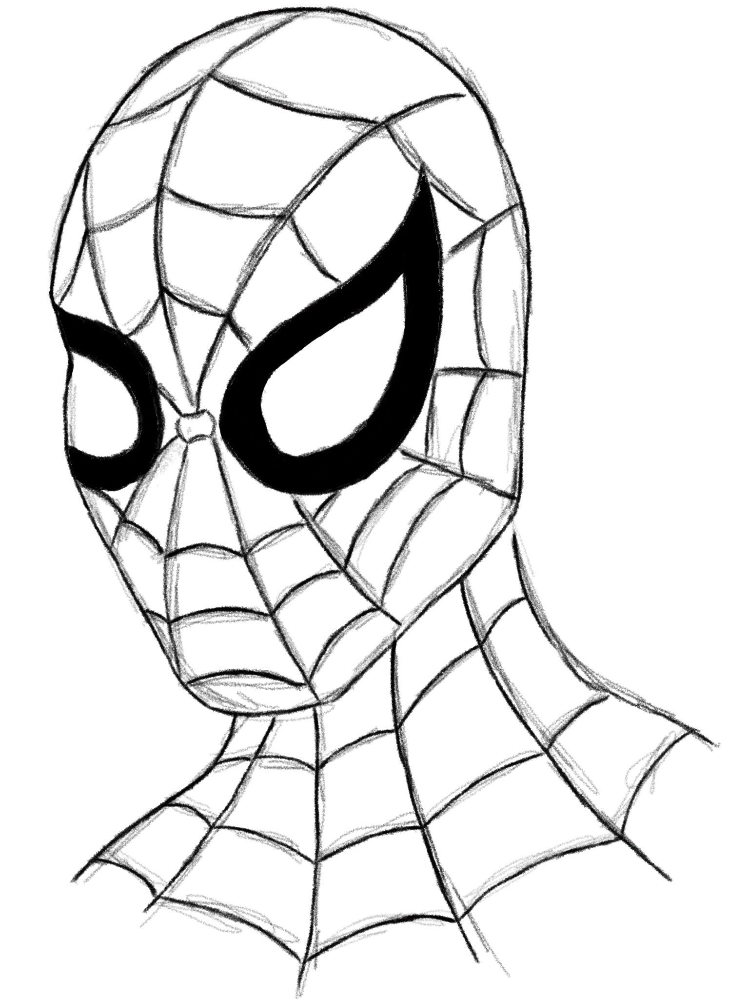 Desenhos do Homem Aranha: cabeça do Homem Aranha simples fácil