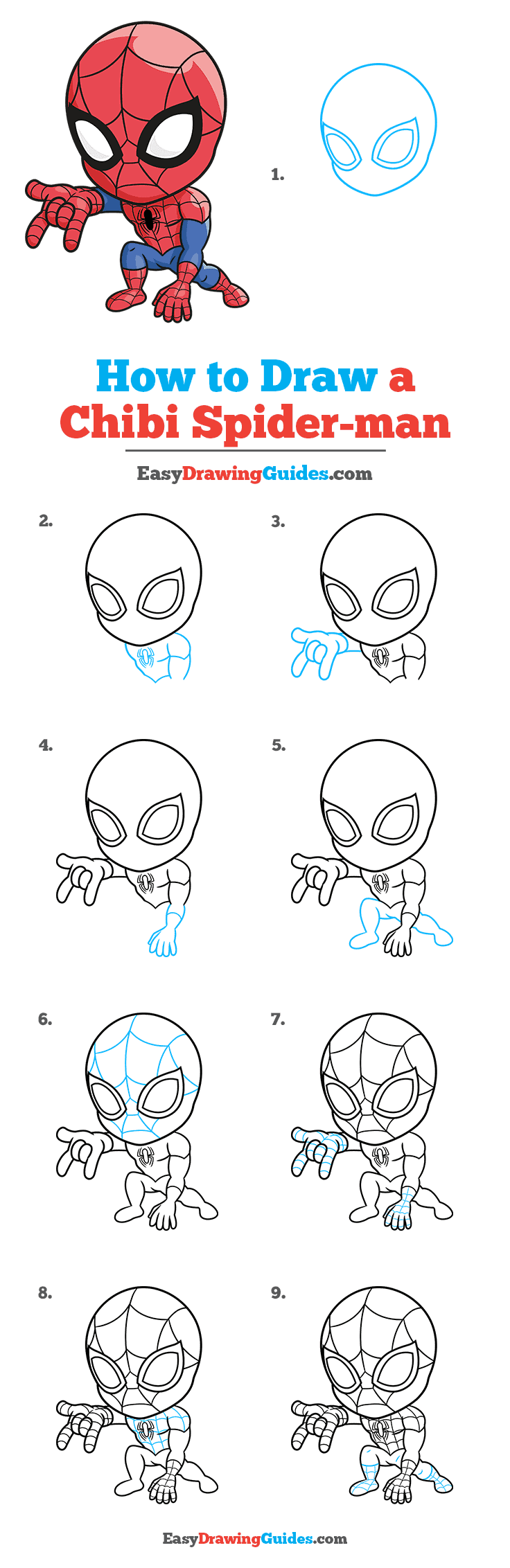 Desenhos do Homem Aranha: Homem Aranha chibi fofo para desenhar