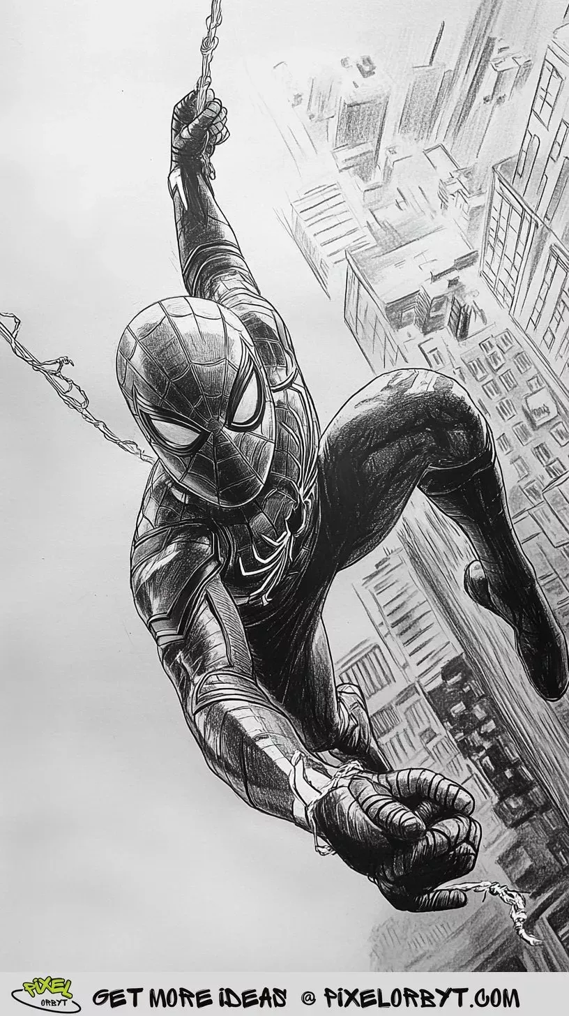 Desenhos do Homem Aranha: Homem Aranha pendurado em um prédio