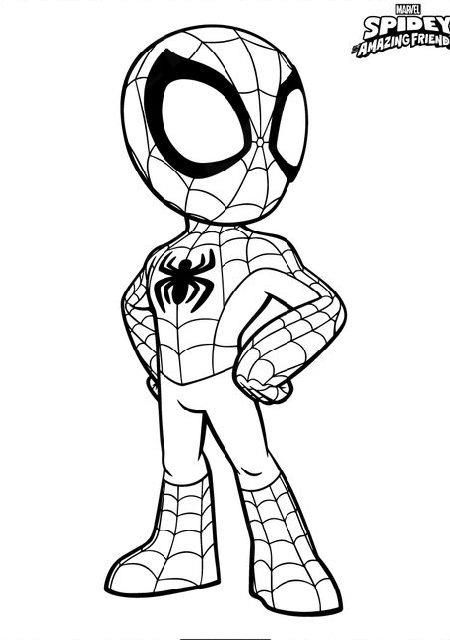 Desenhos do Homem Aranha: Homem Aranha fofo em pose e pronta para desenhar