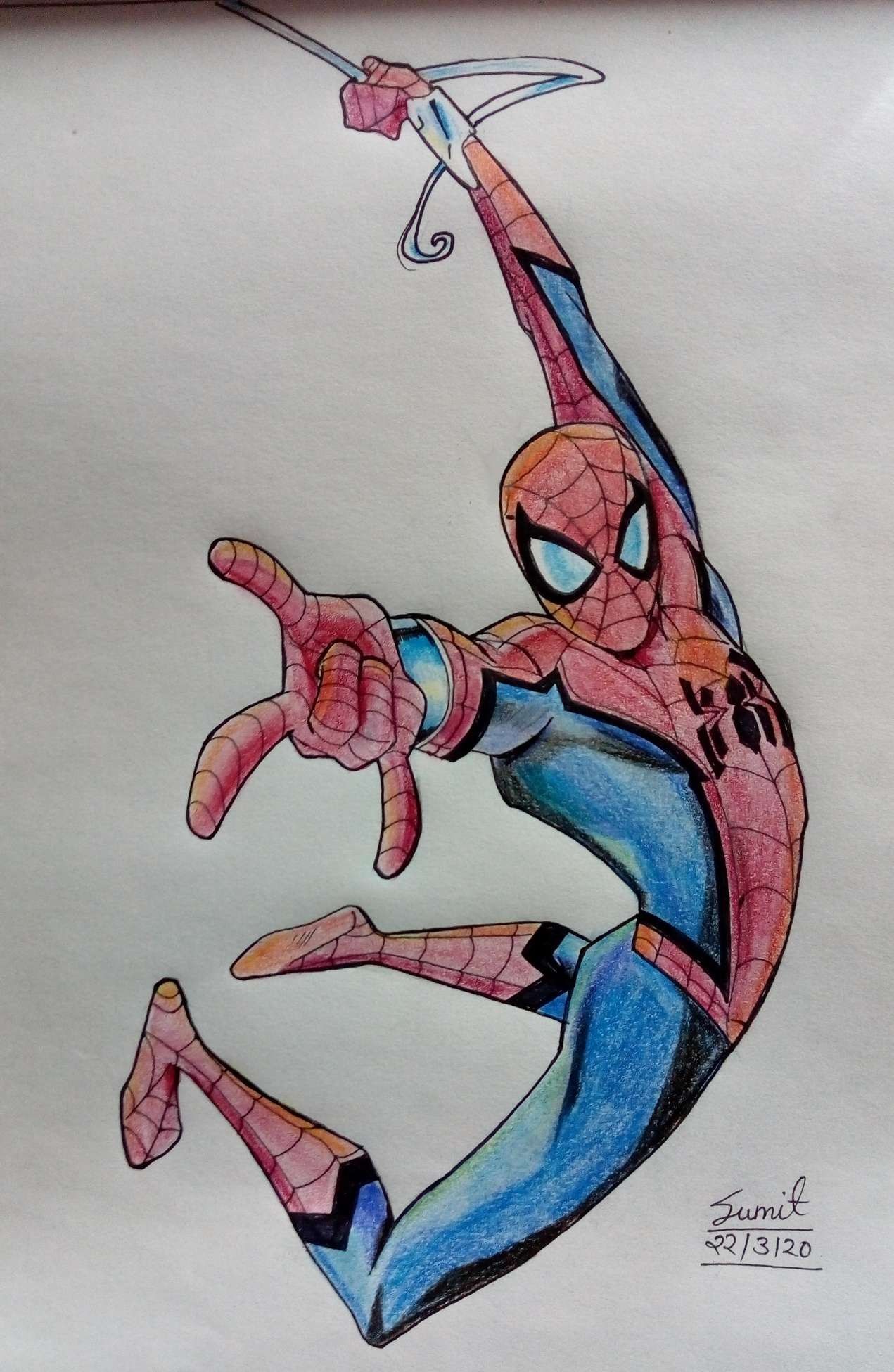 Desenhos do Homem Aranha: Homem Aranha colorido pulando para desenhar