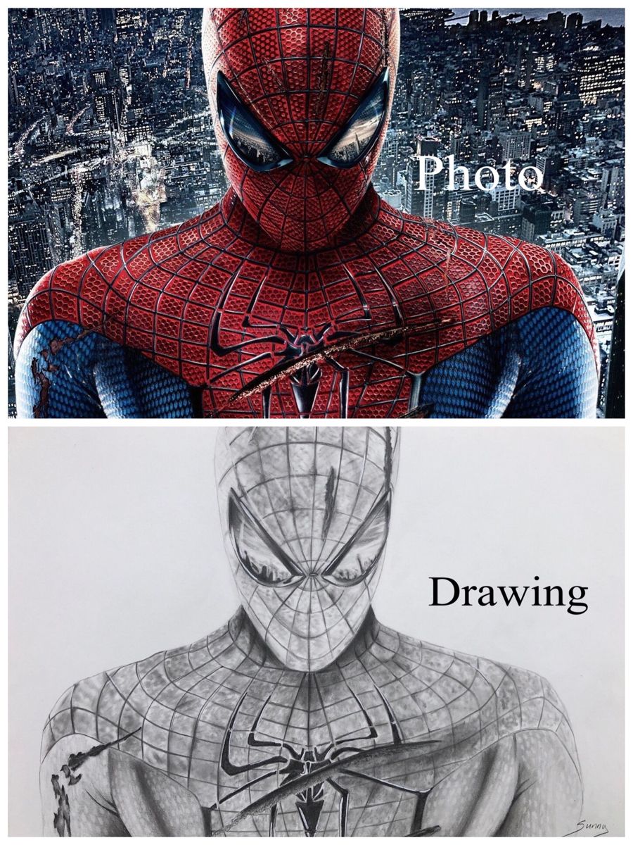 Desenhos do Homem Aranha: desenho realista a lápis para colorir